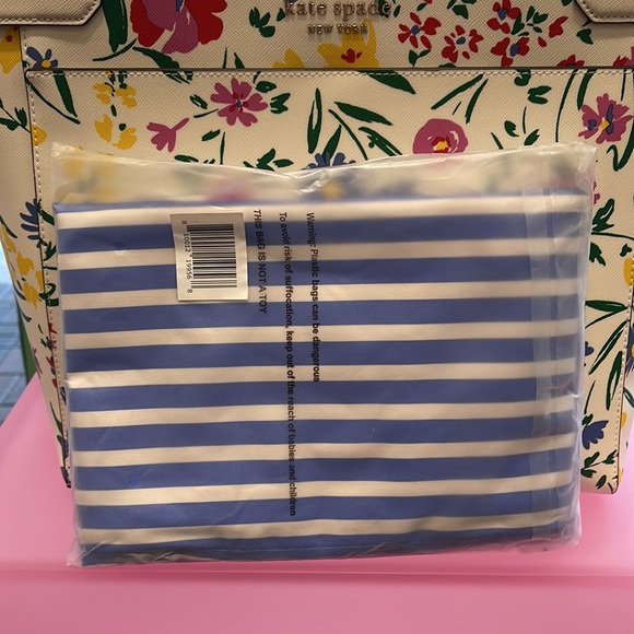 Kate Spade Purple-Blue Canvas Tote XL Reusable Shopping Beach Bag - Picture 16 of 16